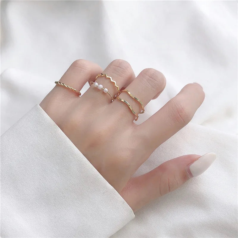 5 Pcs/Set Pearls Rings