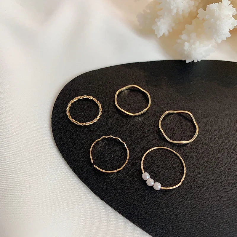 5 Pcs/Set Pearls Rings