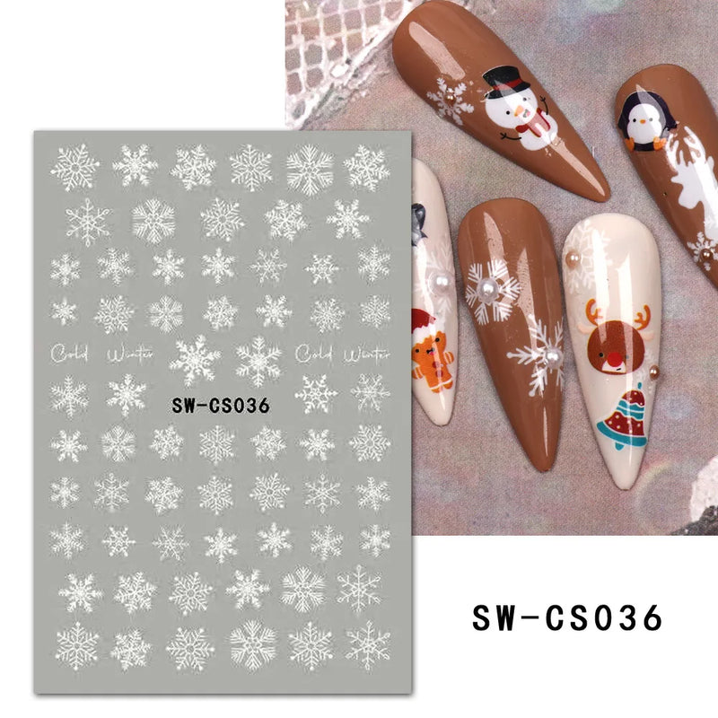 Cartoon 3D Snowman Nail Stickers