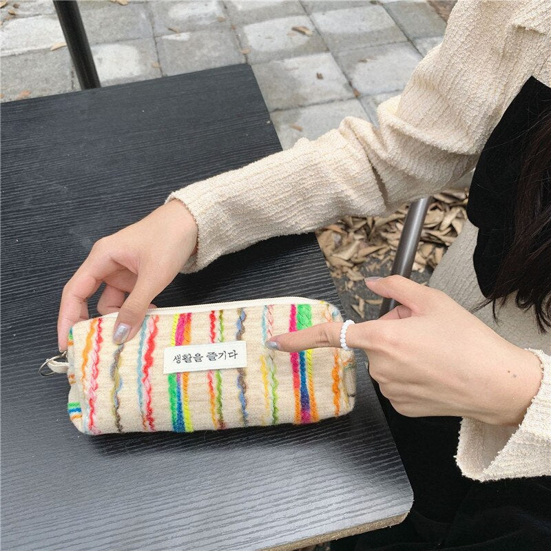 Colorful Strip Makeup Bag