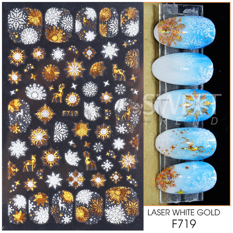 3D Rose Gold Christmas Nail Art Stickers