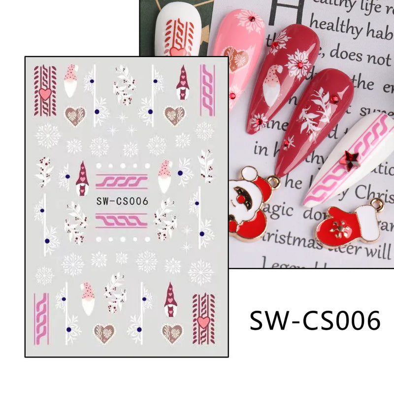 Cartoon 3D Snowman Nail Stickers