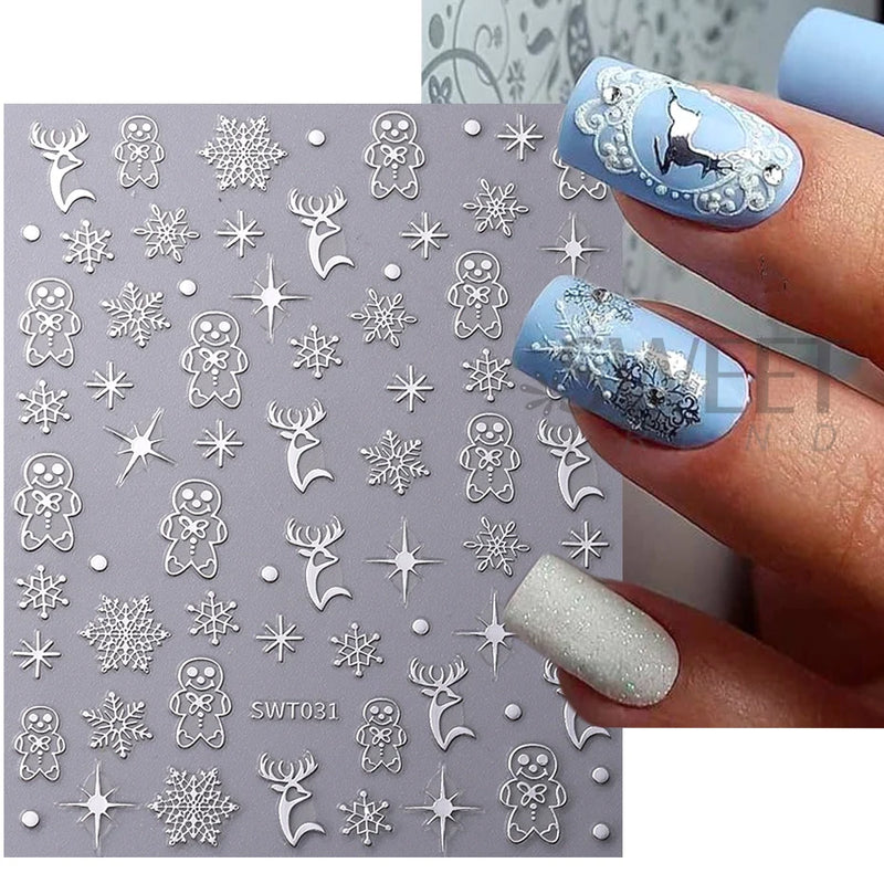 3D Rose Gold Christmas Nail Art Stickers