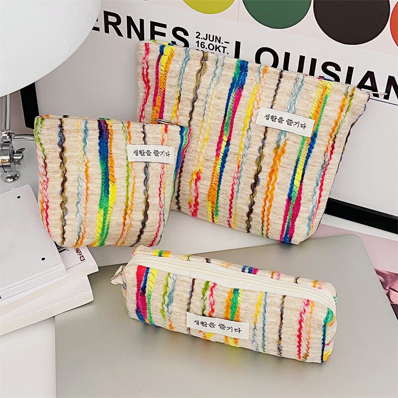 Colorful Strip Makeup Bag