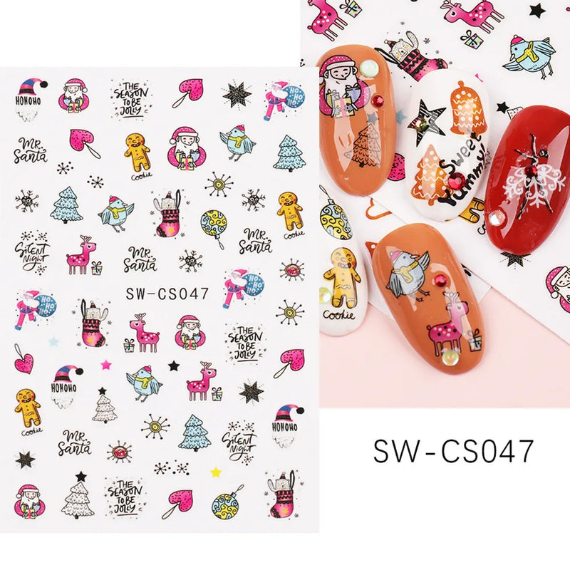 Cartoon 3D Snowman Nail Stickers