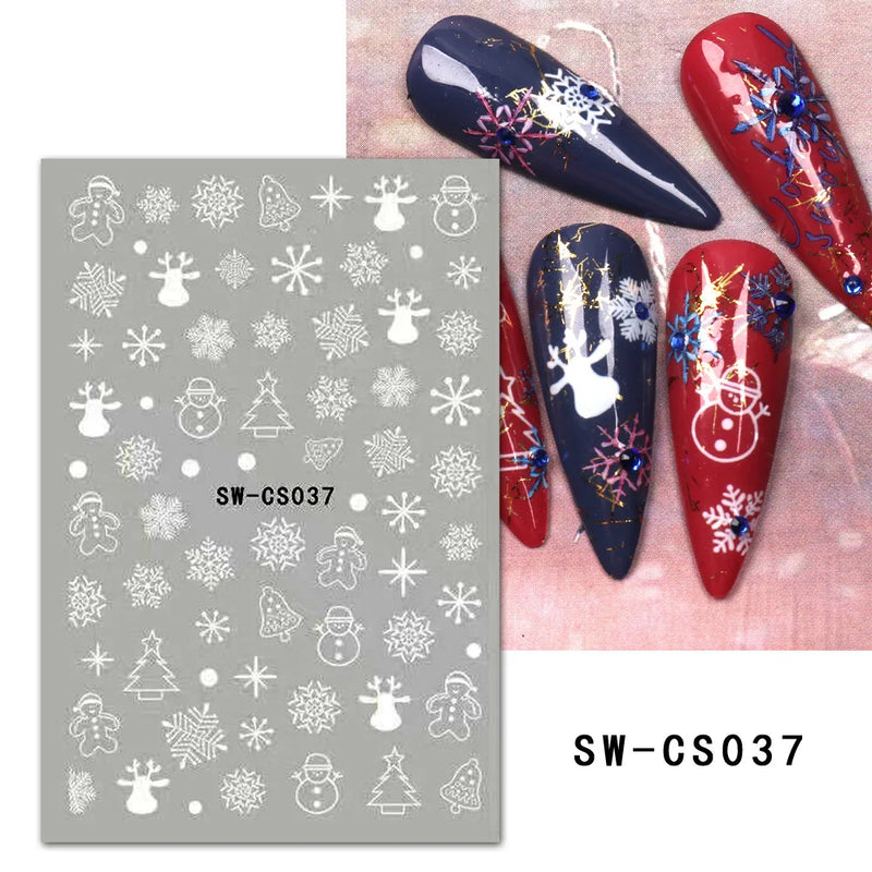 Cartoon 3D Snowman Nail Stickers