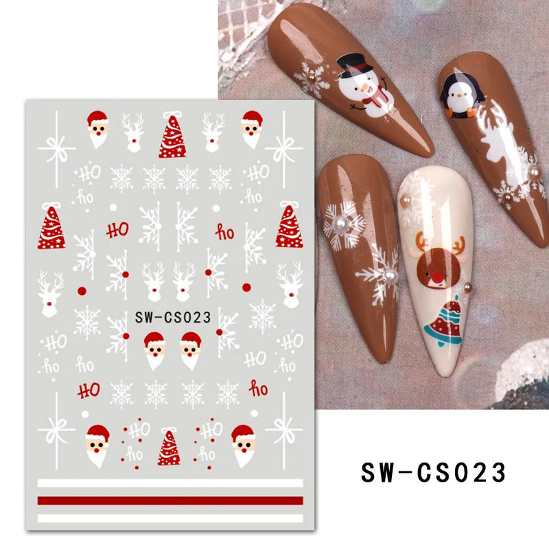 Cartoon 3D Snowman Nail Stickers