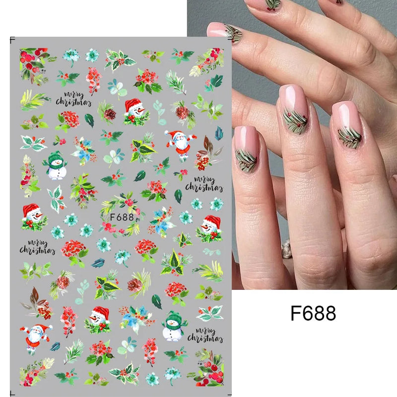 Cartoon 3D Snowman Nail Stickers