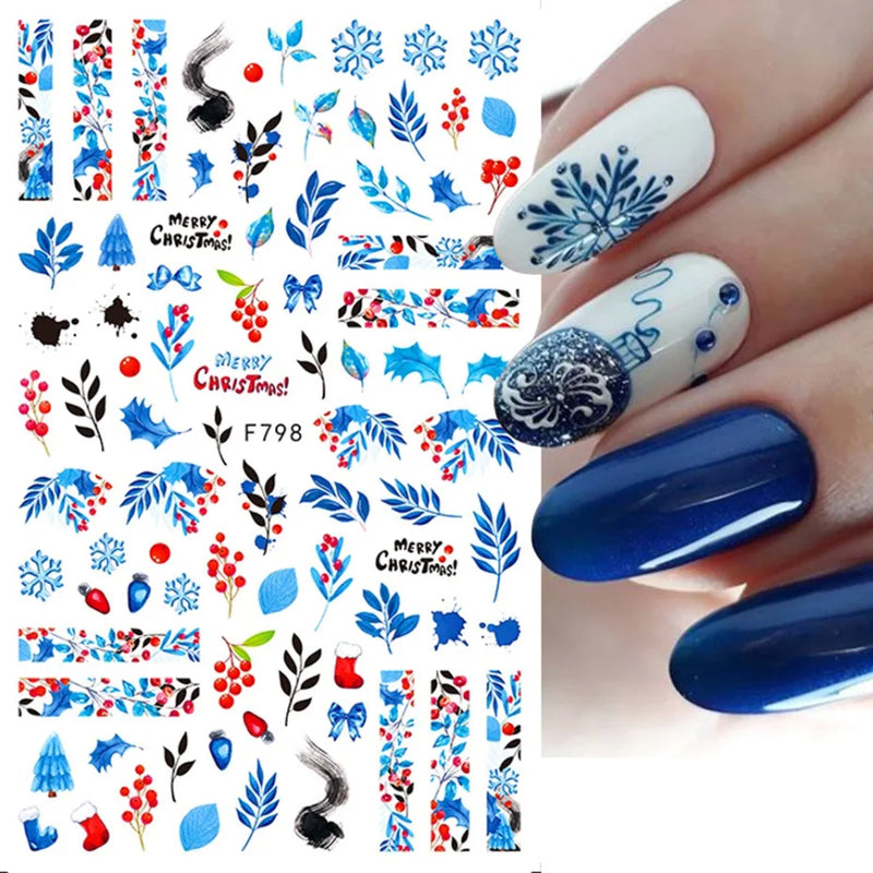 Cartoon 3D Snowman Nail Stickers