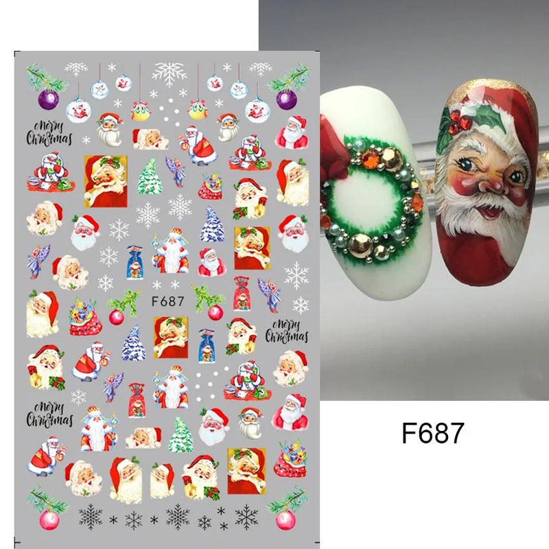 Cartoon 3D Snowman Nail Stickers