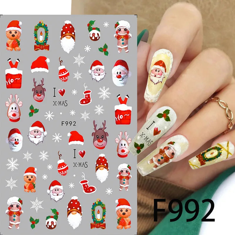 Cartoon 3D Snowman Nail Stickers