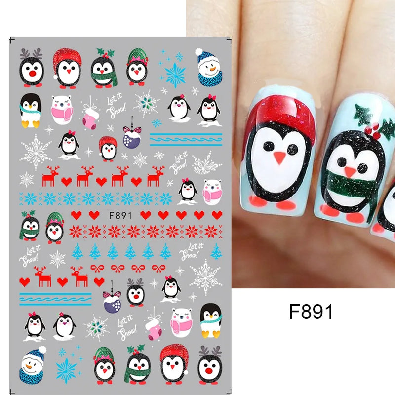 Cartoon 3D Snowman Nail Stickers