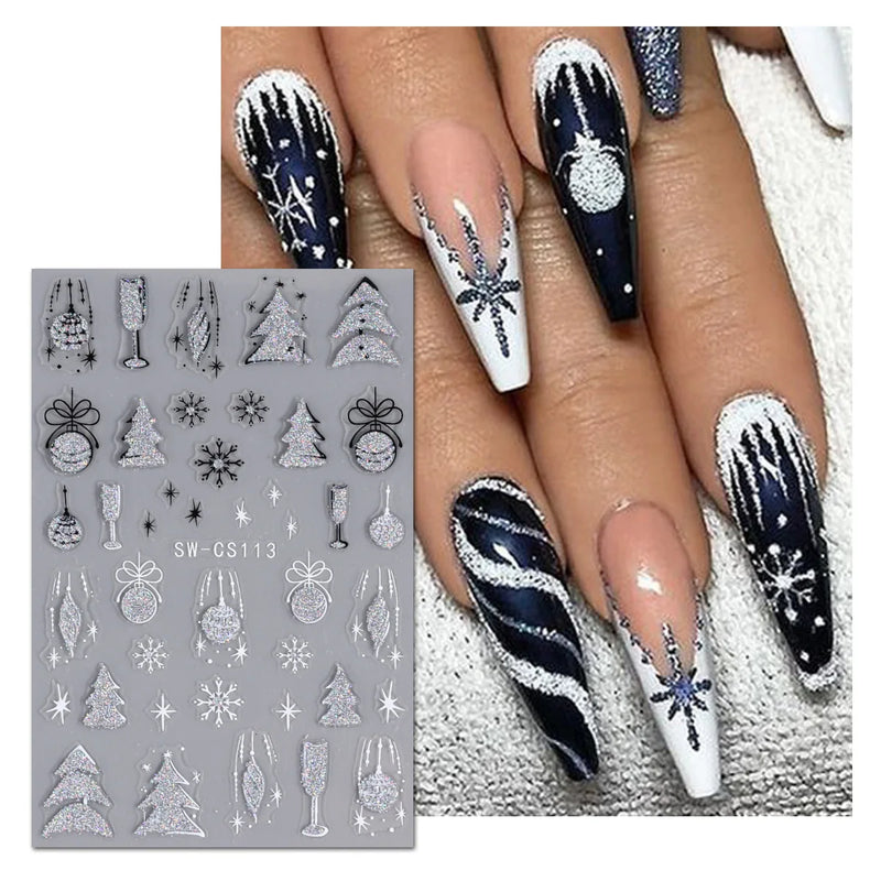 Cartoon 3D Snowman Nail Stickers