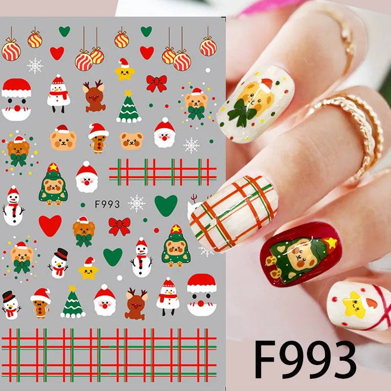 Cartoon 3D Snowman Nail Stickers