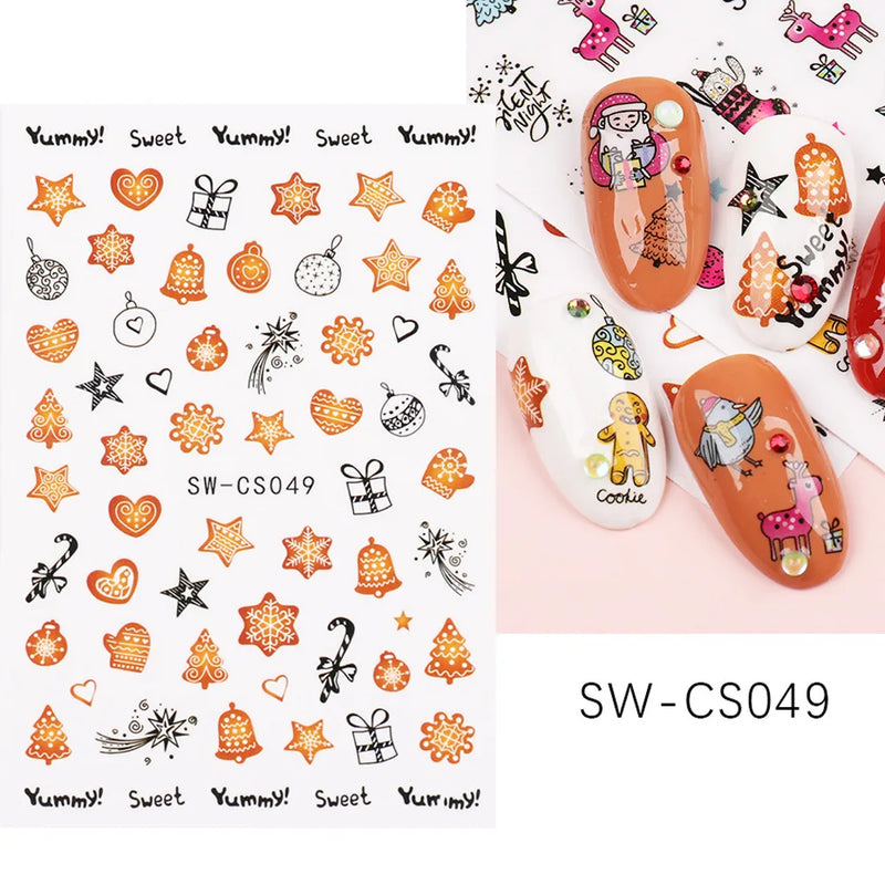 Cartoon 3D Snowman Nail Stickers