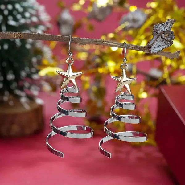 Rotating Christmas Tree Earrings