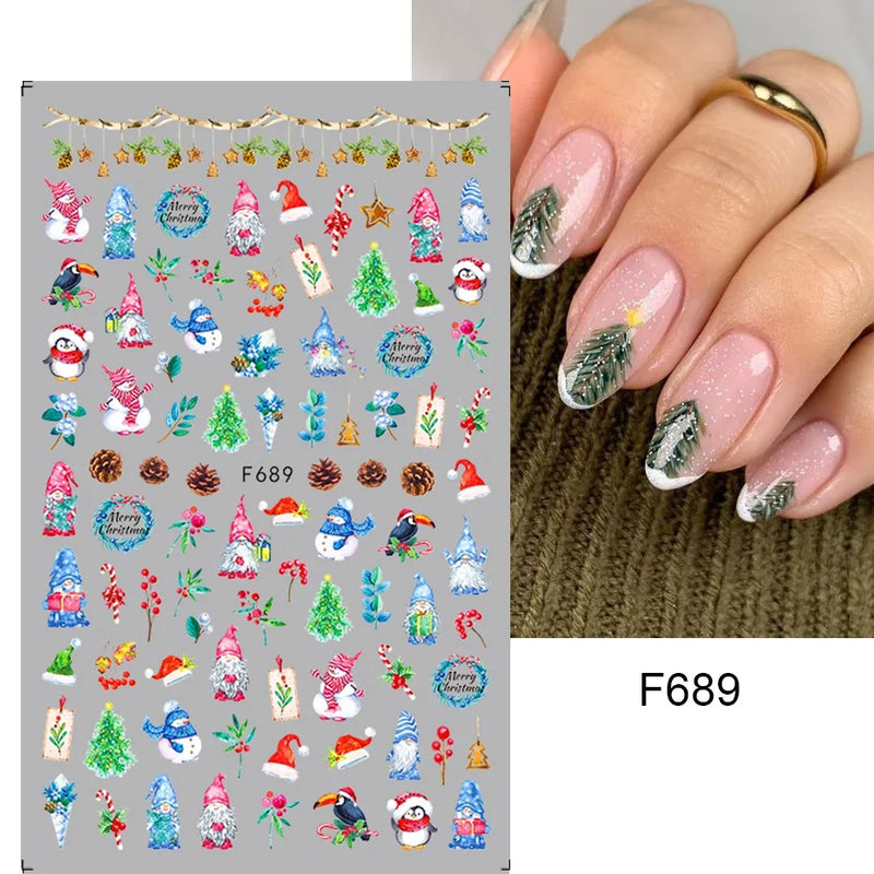 Cartoon 3D Snowman Nail Stickers