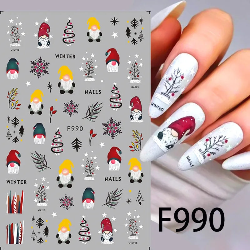 Cartoon 3D Snowman Nail Stickers