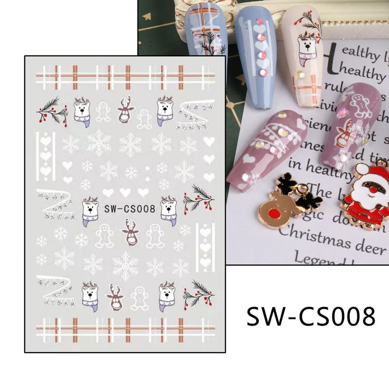 Cartoon 3D Snowman Nail Stickers