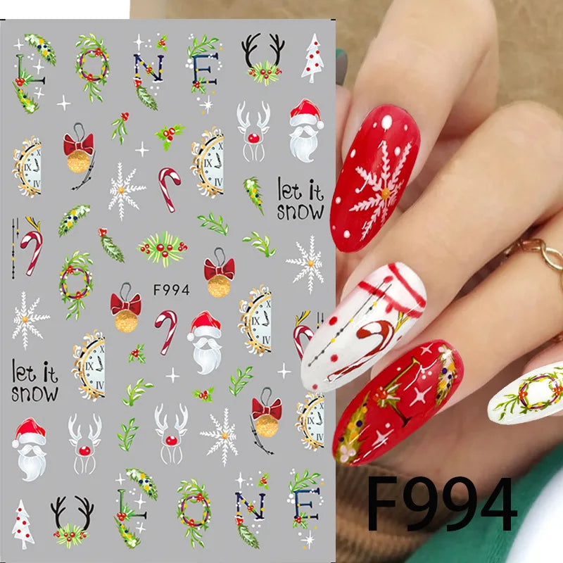 Cartoon 3D Snowman Nail Stickers