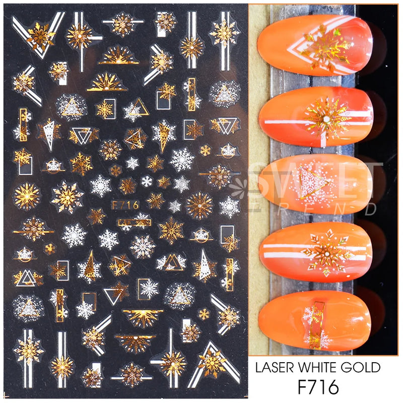 3D Rose Gold Christmas Nail Art Stickers