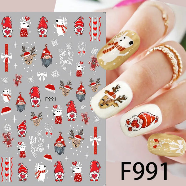 Cartoon 3D Snowman Nail Stickers