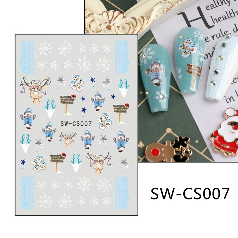 Cartoon 3D Snowman Nail Stickers