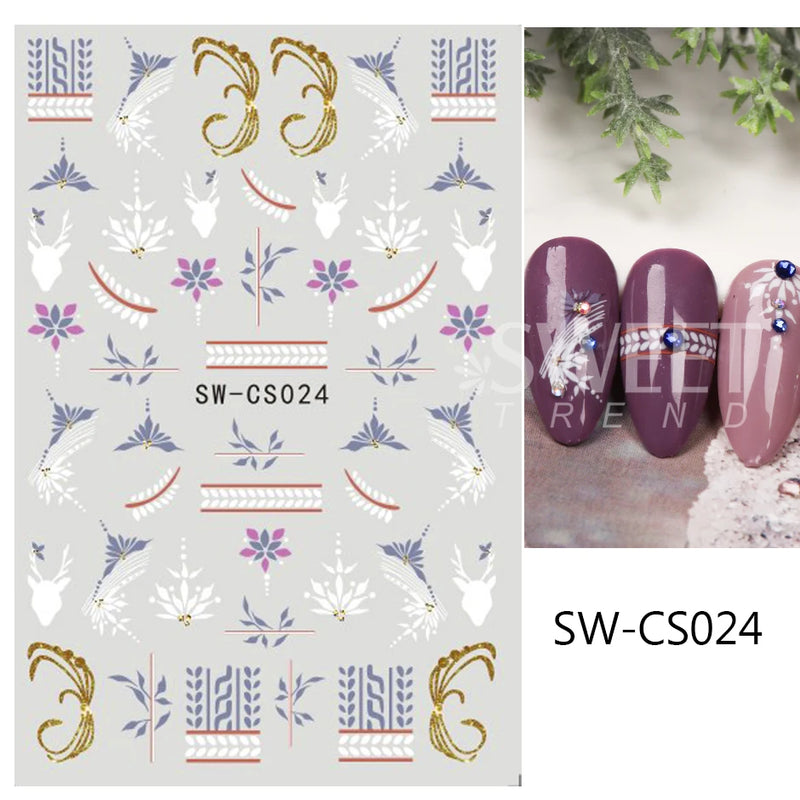 3D Rose Gold Christmas Nail Art Stickers