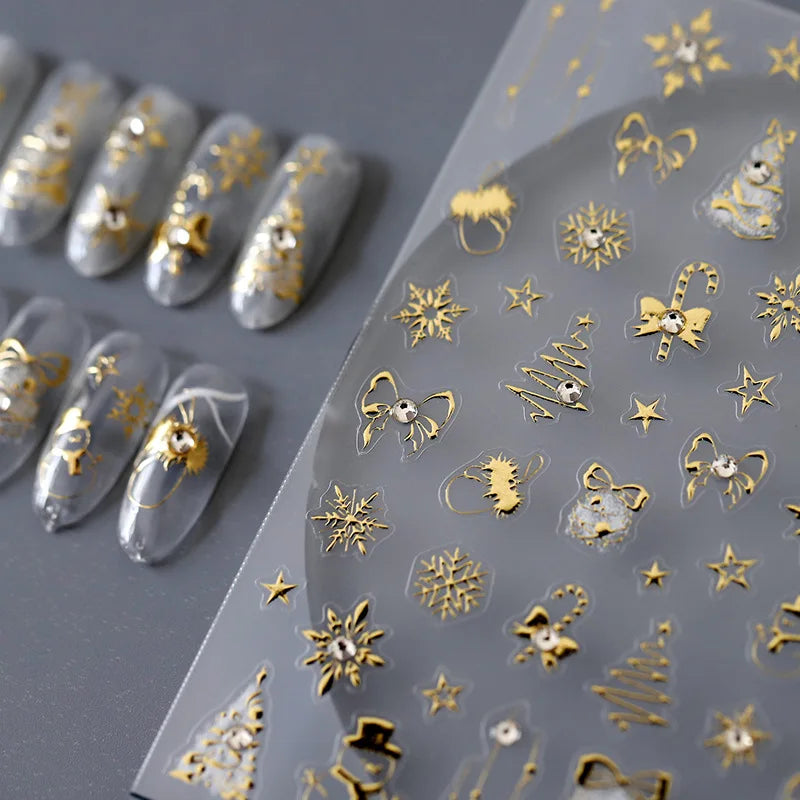 Gold Snowflake 3D Self Adhesive Nail Art Sticker