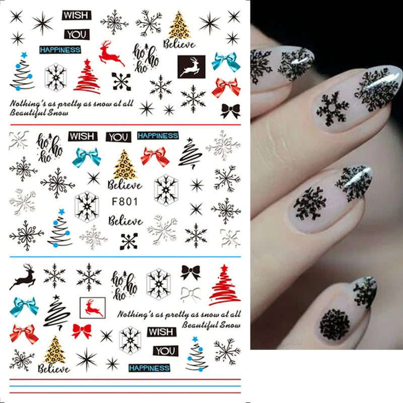 Cartoon 3D Snowman Nail Stickers