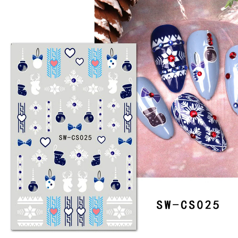 Cartoon 3D Snowman Nail Stickers