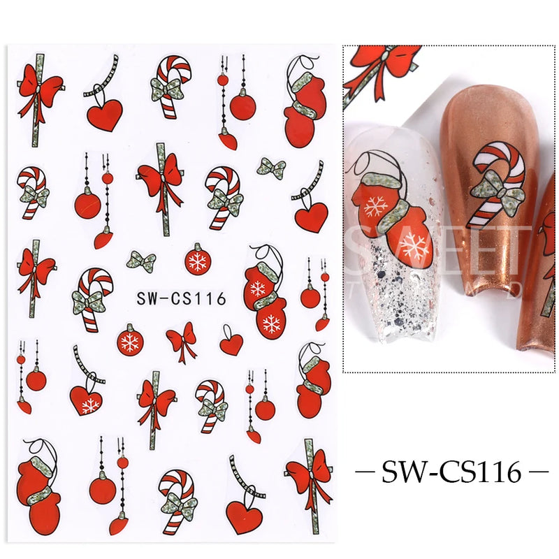 3D Rose Gold Christmas Nail Art Stickers