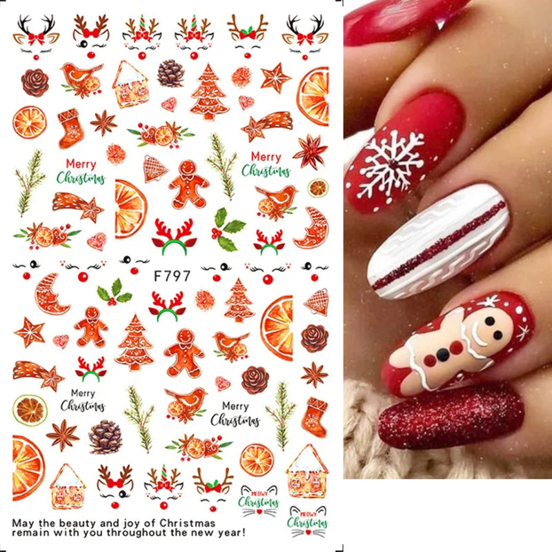 Cartoon 3D Snowman Nail Stickers