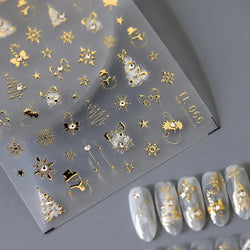 Gold Snowflake 3D Self Adhesive Nail Art Sticker