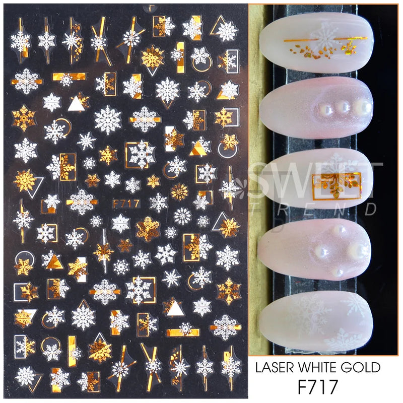 3D Rose Gold Christmas Nail Art Stickers