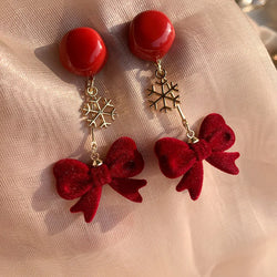 Red Bow Drop Earring