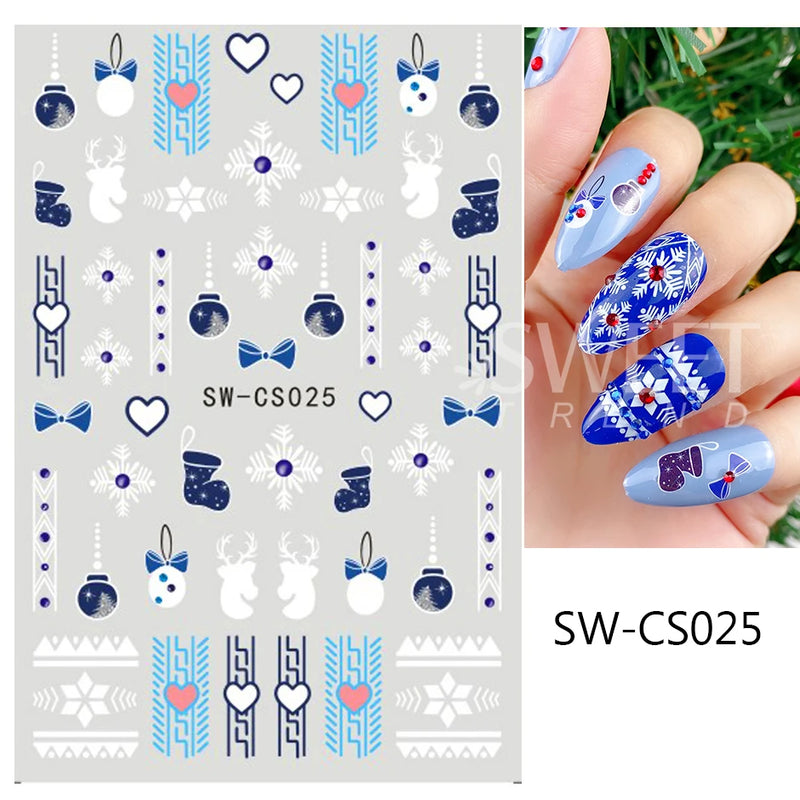 3D Rose Gold Christmas Nail Art Stickers