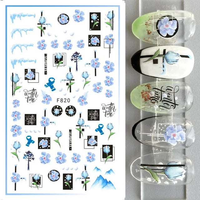 Cartoon 3D Snowman Nail Stickers