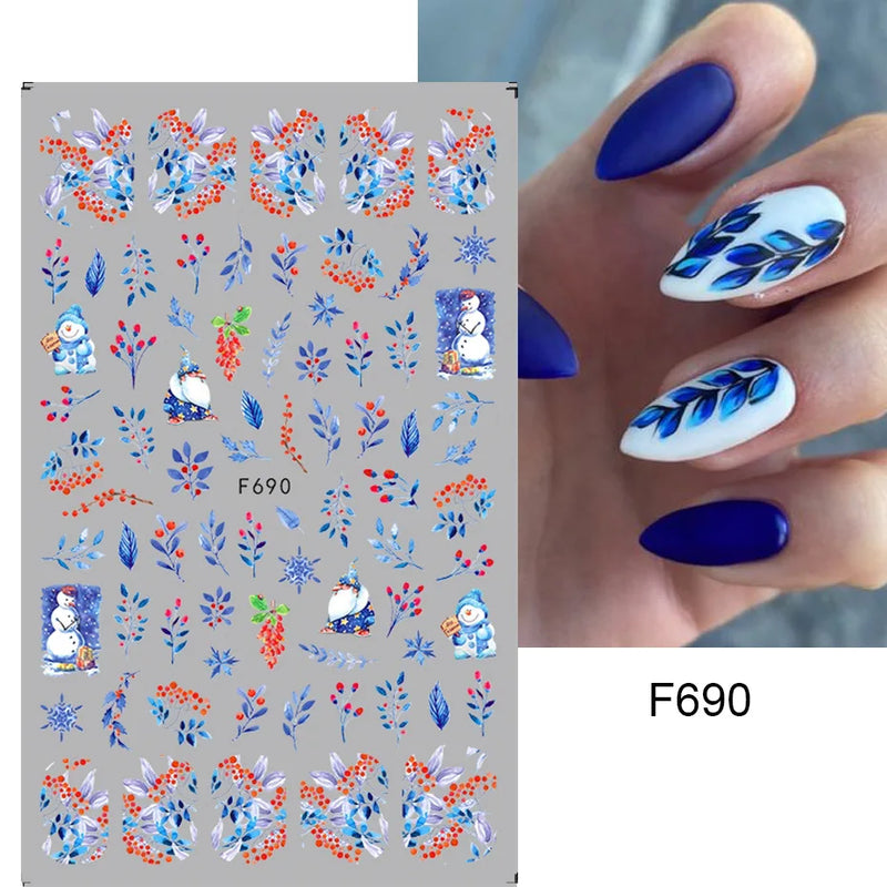 Cartoon 3D Snowman Nail Stickers