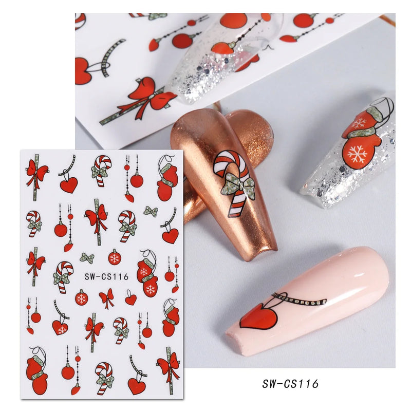 Cartoon 3D Snowman Nail Stickers