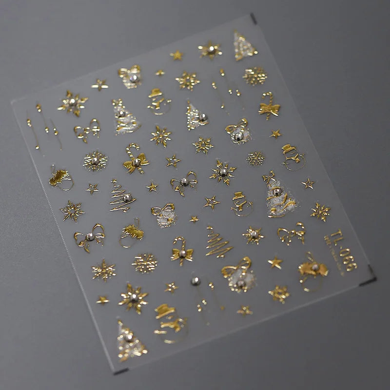 Gold Snowflake 3D Self Adhesive Nail Art Sticker