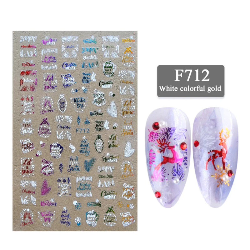 Cartoon 3D Snowman Nail Stickers