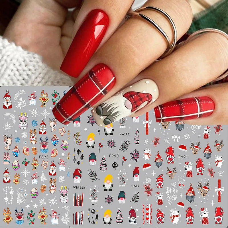 Cartoon 3D Snowman Nail Stickers