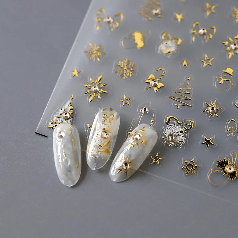 Gold Snowflake 3D Self Adhesive Nail Art Sticker