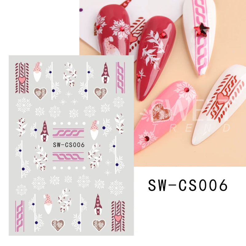 3D Rose Gold Christmas Nail Art Stickers