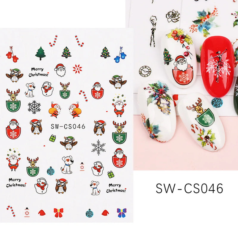 Cartoon 3D Snowman Nail Stickers